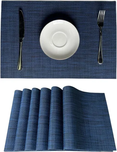 Vista 13 de WAZAIGUR Juego de 4 manteles individuales para mesa de comedor, resistentes al calor, lavables, manteles individuales de vinilo tejido, fáciles