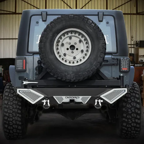 Vista 9 de OEDRO Combo de parachoques trasero compatible con Jeep Wrangler JK y Unlimited JKU 2007-2018 (2/4 puertas), todoterreno de ancho completo