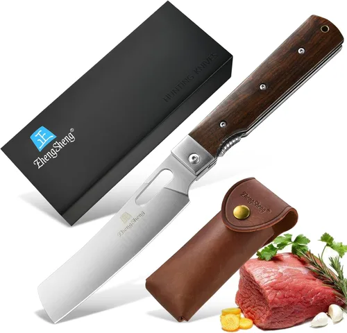 Vista 11 de ZhengSheng Cuchillo de chef plegable 4.8" Ultra afilado con hoja de acero inoxidable 440A, mango de oliva natural, cuchillo de cocina estilo japonés