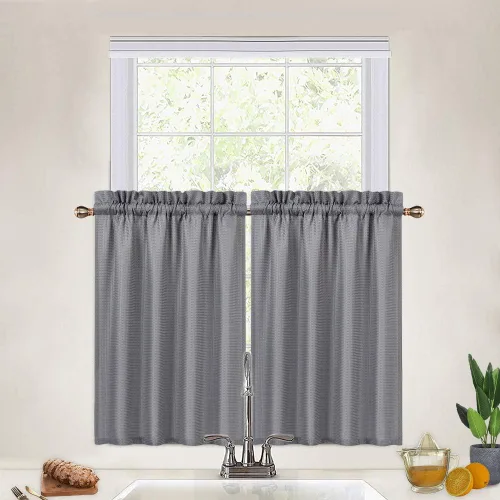 Vista 21 de CAROMIO - Cortina para cocina, cortina texturizada, cortinas para ventana de baño, varios tamaños