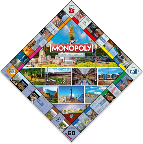 Vista 3 de Monopoly Juego de mesa Cleveland Monopoly Edition: 2-6 jugadores, juegos de mesa familiares para niños y adultos, juegos de mesa para niños de 8