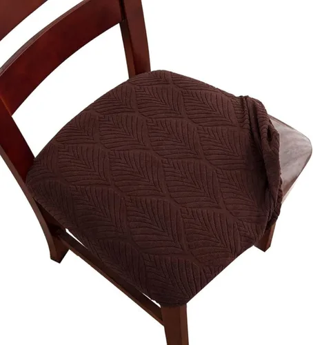 Vista 3 de Genina Juego de 6 fundas impermeables para sillas de comedor, fundas de asiento elásticas de jacquard para sillas de comedor, fundas protectoras
