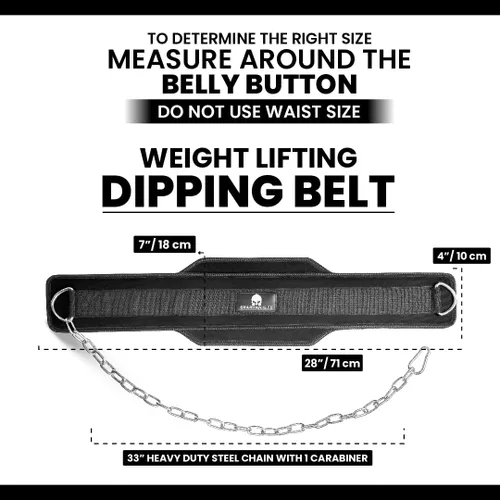 Vista 2 de Cinturón de inmersión para levantamiento de pesas, cinturón con peso con cadena para dominadas, cinturón de levantamiento de gimnasio