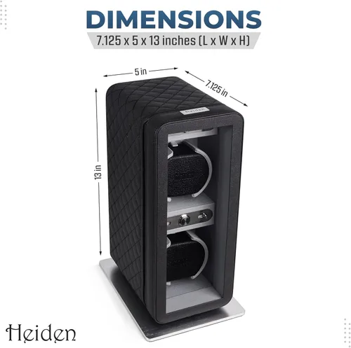 Vista 7 de Heiden Monaco - Bobinadora de reloj doble en cuero negro, funciona con pilas o adaptador de CA, 12 ajustes de programa, cuero vegano cosido