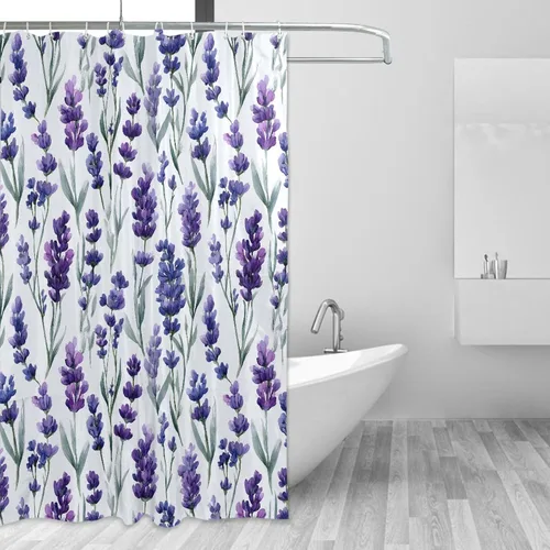 Vista 15 de MNSRUU Fabric Shower Curtain, Flowers and Butterflies Pink Waterproof Polyester Curtains with Hooks for Home Bathroom Decorative