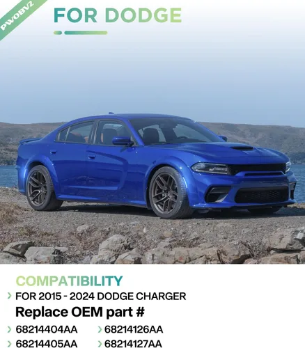 Vista 5 de Luces LED azules de marcador lateral para Dodge Charger 2015 2016 2017 2018 2019 2020 2021 2022 2023 2024, lámparas de parachoques delantero