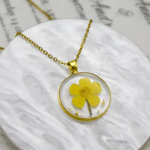 Vista 80 de Pressed Flower Necklace Gift for Women Personalized Handmade Necklaces Birth Flower Necklace