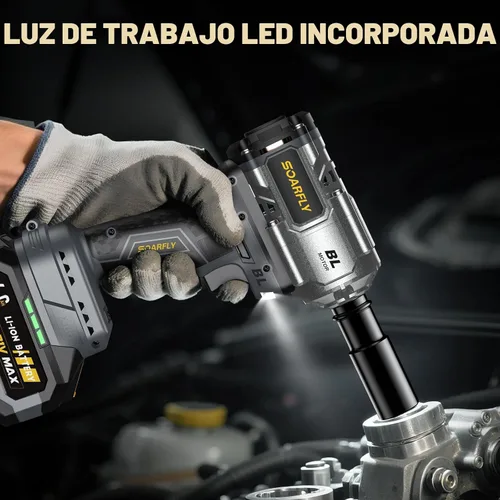 Vista 5 de SOARFLY Llave de impacto inalámbrica mejorada de 1/2 pulgada, 900 pies-libras (1200 Nm), pistola de impacto sin escobillas, destornillador