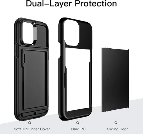 Vista 4 de JETech Funda tipo cartera para iPhone 12/12 Pro de 6.1 pulgadas con tarjetero, cubierta protectora a prueba de golpes de doble capa, ranura oculta