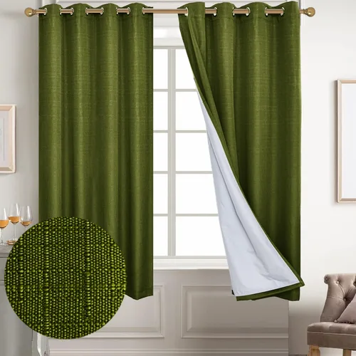 Vista 40 de Diraysid Cortinas 100% opacas de lino beige para dormitorio, con ojales, aislamiento térmico, cortinas de oscurecimiento de habitación