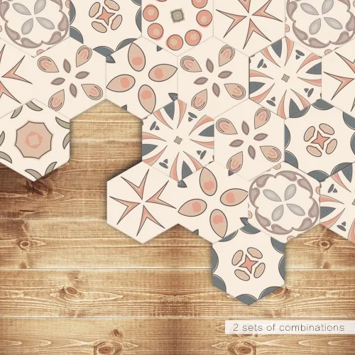 Vista 32 de Alwayspon 10 calcomanías hexagonales antideslizantes para el suelo, para decoración del hogar, despegar y pegar, autoadhesivas, para sala de estar