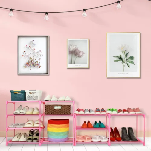 Vista 8 de LNYZQUS Zapatero rosa grande de 7 niveles, 24 a 30 pares de estantes organizadores de zapatos altos, organizador de botas para niños, para garaje