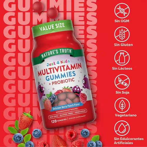 Vista 3 de Nature's Truth Gomitas multivitamínicas para niños con probióticos 120