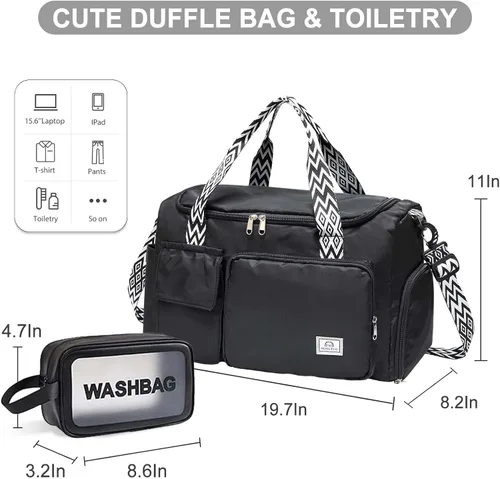 Vista 300 de Pequeña bolsa de gimnasio para mujer, bolsa de viaje con compartimento para zapatos