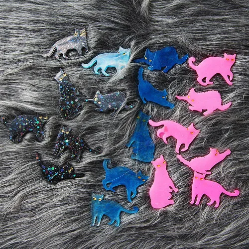 Vista 2 de Molde de resina para gatos, lindos moldes de silicona epoxi para colgante, molde de fundición para joyería de bricolaje, collar, aretes, ornamento
