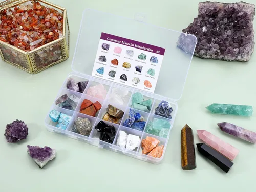 Vista 2 de CrystalTears Piedras de cristal en bruto surtidas, cristales naturales en bruto Chakra cuarzo para meditación Reiki terapia principiantes decoración