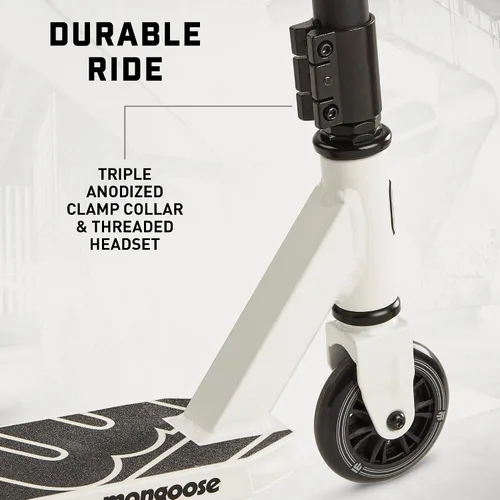 Vista 4 de Mongoose Rise - Patín scooter de estilo libre para trucos y acrobacias, para niños, jóvenes, adultos, hombres y mujeres a partir de 8 años, cubierta