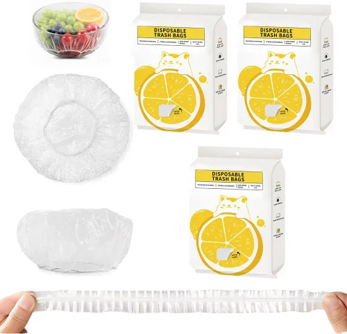 Vista 9 de 300 fundas elásticas desechables para alimentos para cuencos y platos, (1) Cubierta plástica gruesa desechable, envoltura de plástico extra grande