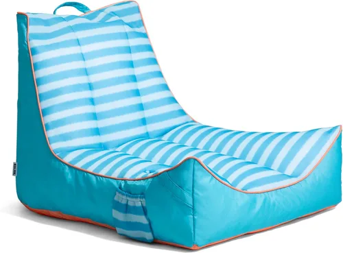 Vista 10 de Big Joe flotador Captain's Caddie sin necesidad de inflar para piscina con portavasos, hibisco tropical y aqua de doble lado con malla, tela