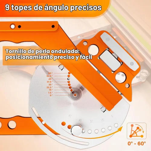 Vista 2 de SpeTool Sierra de riel cuadrada de ángulo ajustable con 9 topes de ángulo preestablecidos (0 ° a 60 °), ajuste rápido, compatible con Festool