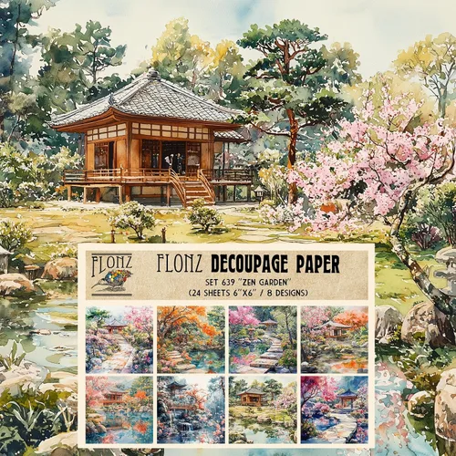 Vista 3 de Decoupage - Paquete de papel (24 hojas de 6 x 6 pulgadas), místico bosque nevado ~ árboles estilizados en colores profundos de invierno, cielos