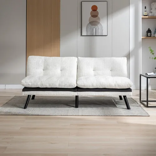 Vista 2 de Sofá cama convertible plegable, sofá cama moderno tapizado para sala de estar compacta, sofá reclinable de tela, para apartamentos pequeños