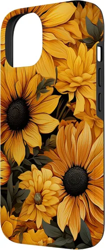 Vista 2 de iPhone 14 Flores de girasol hermoso floral amarillo patrón patrón caso