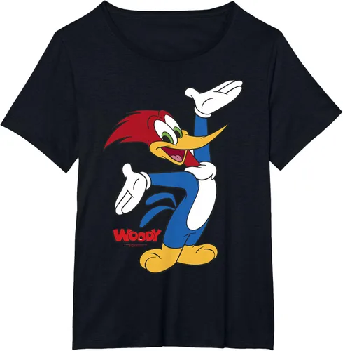 Vista 21 de Woody Woodpecker Camiseta con logotipo de cuerpo completo Negro