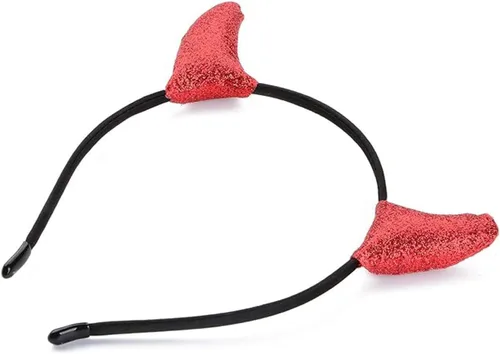Vista 8 de Merroyal - Diadema con cuernos brillantes de diablo, ideal como accesorio de disfraces y cosplays