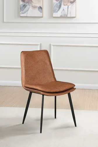Vista 2 de Coaster Home Furnishings - Ortega - Silla auxiliar tapizada en piel sintética - Estilo contemporáneo, patas de metal cónicas y respaldos sólidos