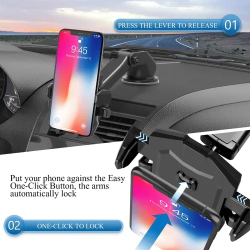 Vista 3 de Manords - Soporte para coche para parabrisas de tablero compatible con todos los teléfonos celulares iPhone y Android, color negro
