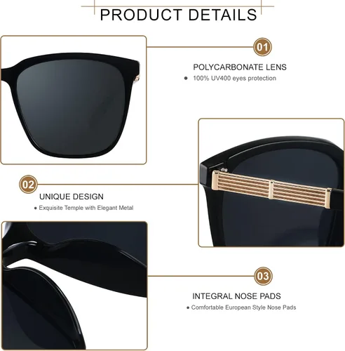 Vista 3 de LYZOIT Lentes de sol de gran tamaño para mujer, con espejo, grandes sombras, a la moda, marco cuadrado, gafas de sol con protección UV