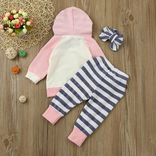 Vista 4 de Conjunto de sudadera con capucha de manga larga para bebés y niñas