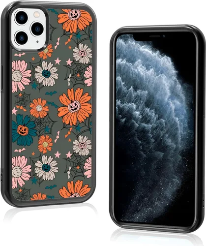 Vista 8 de Funda para iPhone 11 Pro Max, funda protectora de poliuretano termoplástico (TPU) a prueba de golpes, diseño de cabeza de calabaza, diseño de araña