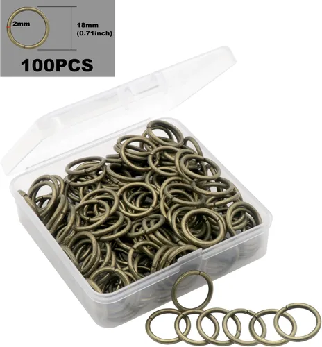 Vista 2 de 100 anillos de salto abiertos de 0.71 pulgadas, conectores de joyería de bronce para hallazgos de joyería, suministros de fabricación, pulseras