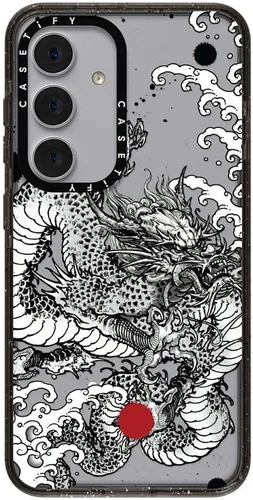 Vista 125 de CASETiFY Funda de impacto para Galaxy S22+ - Adhesivo Aries Moross, color negro transparente