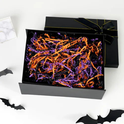 Vista 4 de Bobobag - Relleno de papel triturado y arrugado de 1 libra para envolver regalos de Halloween, papel confeti de rafia y hierba triturada reciclable