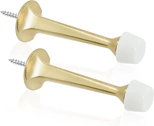 Vista 21 de Paquete de 2 topes rígidos sólidos para puerta, protectores de pared resistentes con puntas de goma suave, color negro