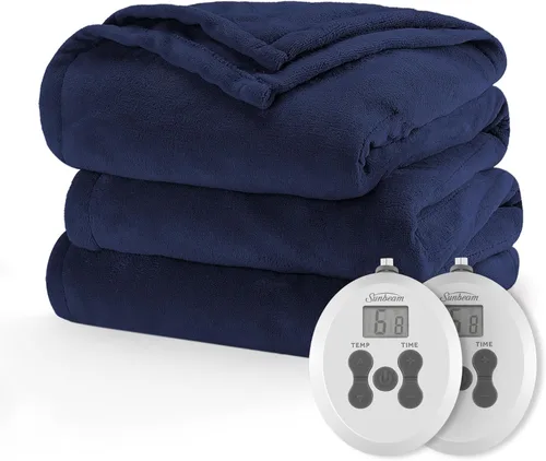 Vista 12 de Manta eléctrica térmica Sunbeam Royal Luxe de microfelpa, 12 ajustes de calor, apagado automático seleccionable de 12 horas, calentamiento rápido