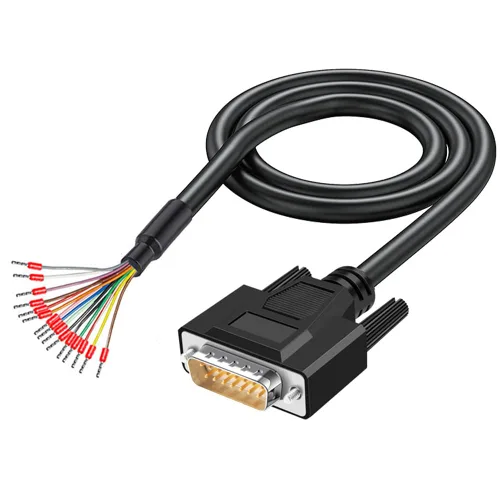 Vista 9 de 6.56ft 24AWG DB15 Hembra RS232 15Pin Serial Cable de extensión serial, conector chapado en oro de 15 pines con cable de extremo de alambre desnudo