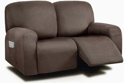 Vista 55 de ULTICOR Fundas para sofá reclinable de 8 piezas, fundas elásticas con hilo teñido para sofá reclinable de 3 cojines, gruesas, suaves y lavables Gris