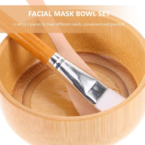 Vista 5 de Juego de cuencos de mezcla de máscara facial de madera para damas, cuidado de la piel facial, mezcla de arcilla, kit de tazón de máscara facial