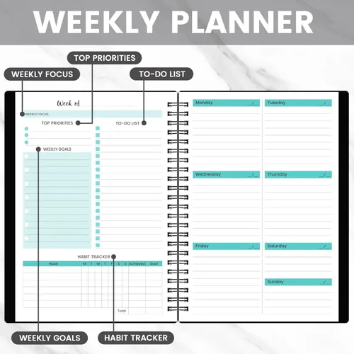 Vista 3 de Weekly Planner - Undated Planner for Whole Year, 67 Weeks, 5.7'' x 8.2
