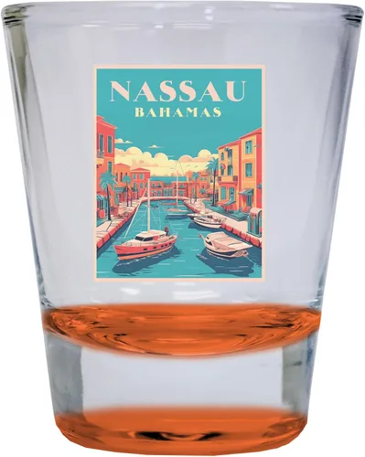 Vista 4 de Nassau the Bahamas Design B Souvenir - Vaso de chupito redondo de 1.5 onzas, color azul Azul Individual