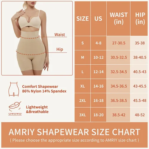 Vista 7 de AMRIY Fajas moldeadoras para mujer, control de abdomen, cintura alta, moldeadoras de cuerpo, pantalones cortos con levantamiento de glúteos, faja