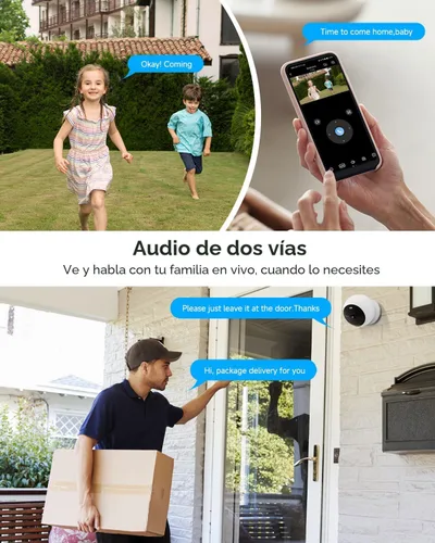 Vista 5 de Cámara de seguridad Noorio B200 inalámbrica para exteriores magnética, cámaras 1080p para seguridad del hogar, cámara WiFi para interiores