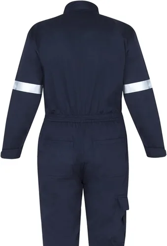 Vista 8 de Lazzar Overol industrial unisex de manga larga resistente Cinta reflectante gris Material de algodón y poliéster Mujer-hombre