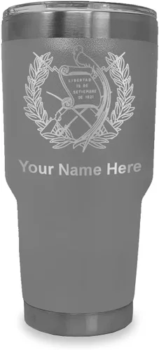 Vista 24 de LaserGram - Vaso personalizado de 20 onzas, bandera de Guatemala (negro) Regalo grabado, acero inoxidable aislado al vacío, grabado con láser