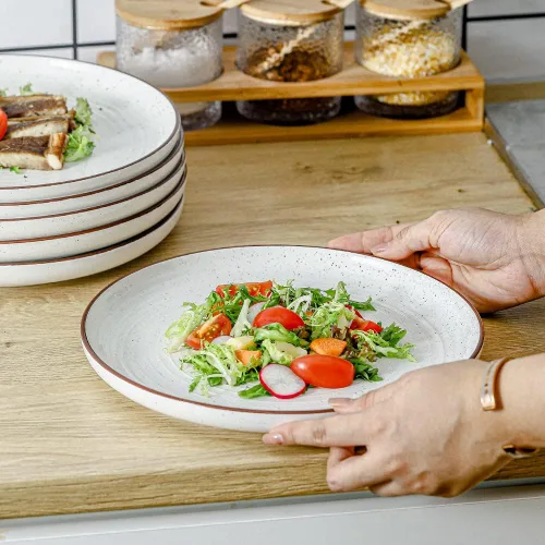 Vista 5 de HVH Juego de 6 platos de porcelana de 10.25 pulgadas, juego de platos de cerámica grandes para cena, ensalada, postre, platos de cerámica y platos