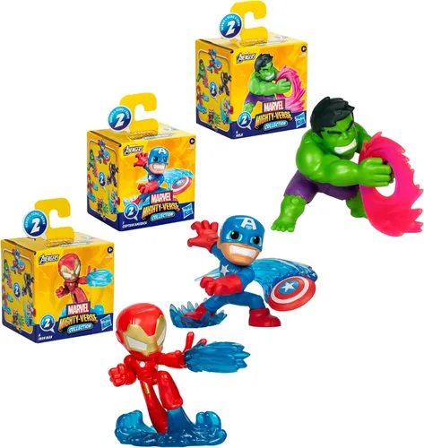 Vista 2 de Marvel Avengers Mighty-Verse Colección Serie 1 Multipack, Juego de figuras de acción coleccionables a escala de 6.35 cm (2.5 pulgadas), juguetes